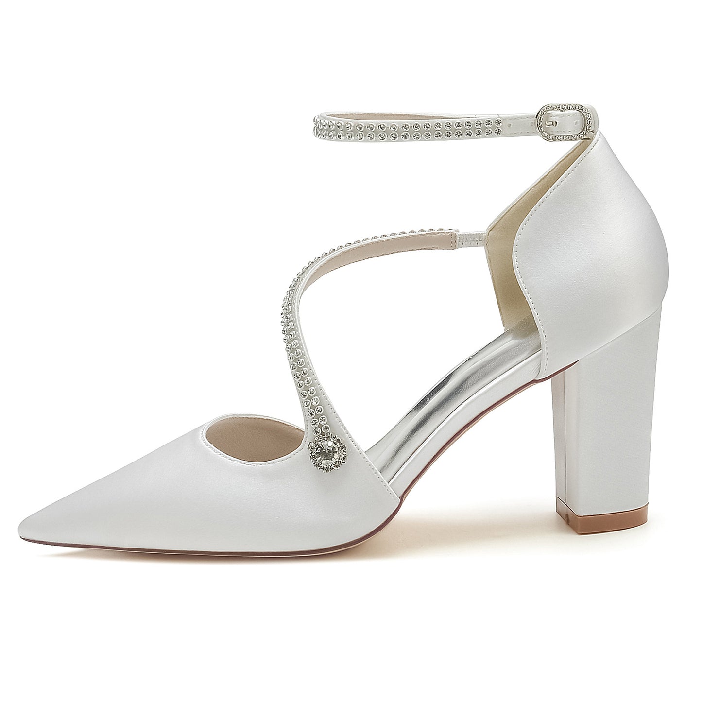 Women's Pointed Rhinestone Strap Wristband Wedding Bridal Women's Fashion Shoes