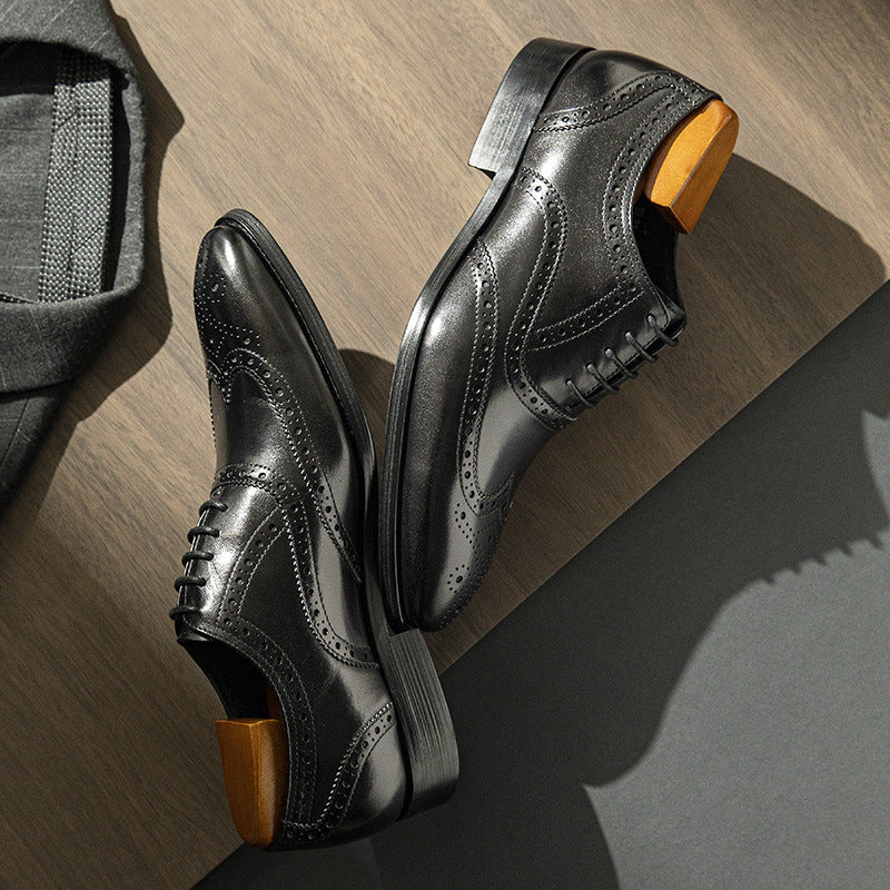 Men's Delivery Within Hours Genuine Business Formal Wear Brogue Leather Shoes