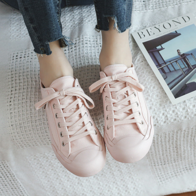 Cream White Retro Distressed Sports For Lovers Canvas Shoes