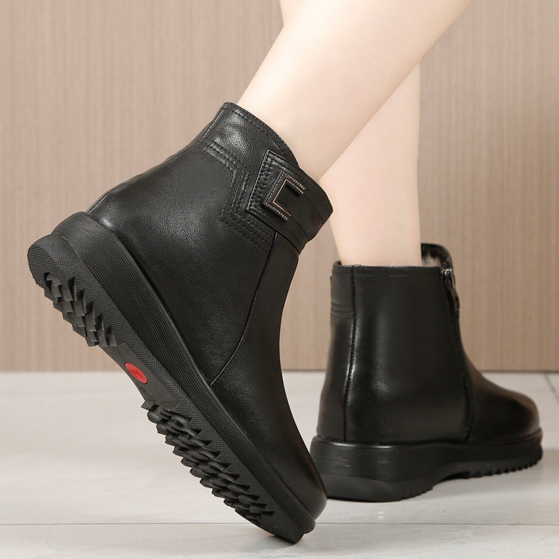 Women's Mother's Cotton Winter Fleece-lined Thick Wool Snow Boots