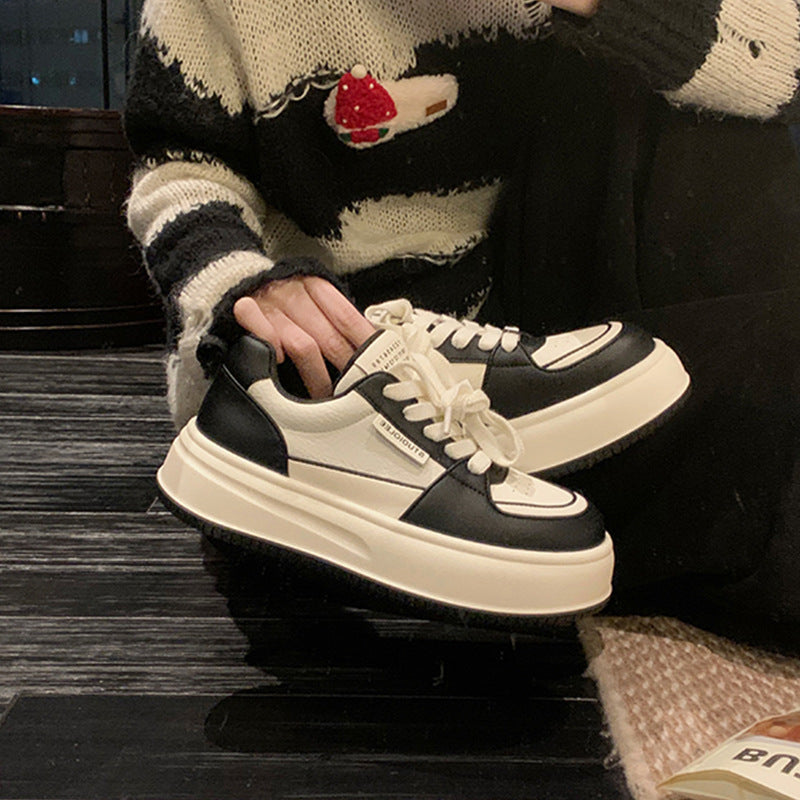 Women's Round Toe Platform Height Increasing Sports Sneakers