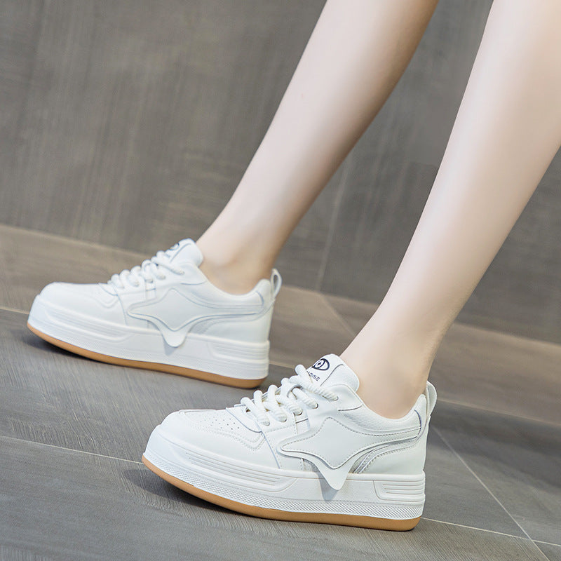 Women's White Platform Muffin Small Sports Clunky Casual Shoes