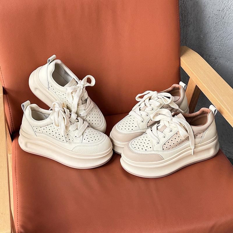 White Female Comfortable Height Increasing Skate Women's Sports Shoes