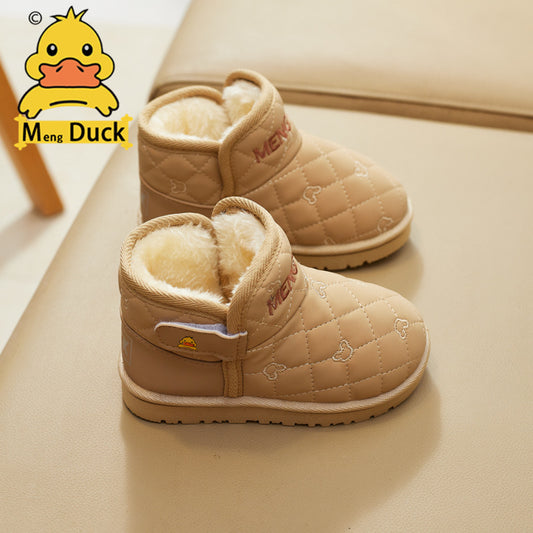 Children's Ding Meng Small Yellow Duck Fleece-lined Warm Boots