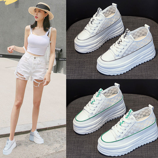 Women's Summer Platform Height Increasing Insole Grid Sneakers