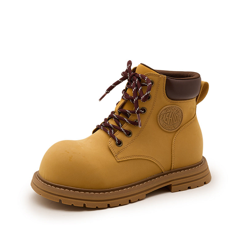 Women's Martin For Spring Thick-soled Big Head British Style Ankle Outdoor Women's Leather Boots