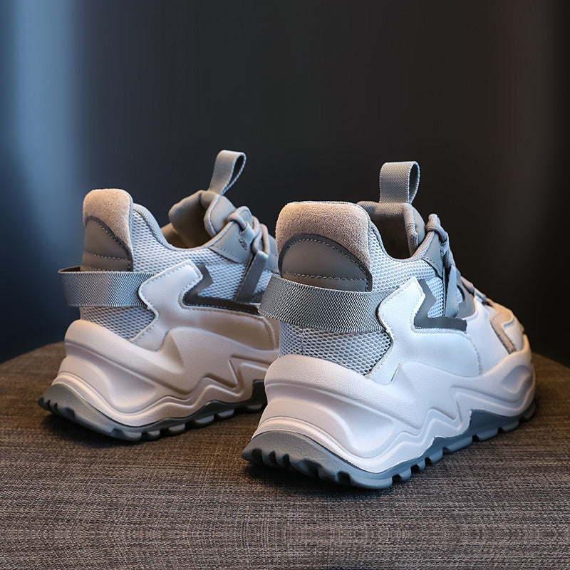 Women's & Men's Increasing Insole Dad Thick Bottom White Sports Sneakers