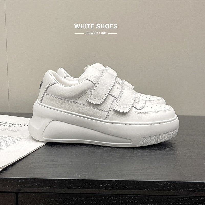 Women's Sandra Ma Velcro White Genuine Platform Height Increasing Cake Loose Women's Casual Shoes