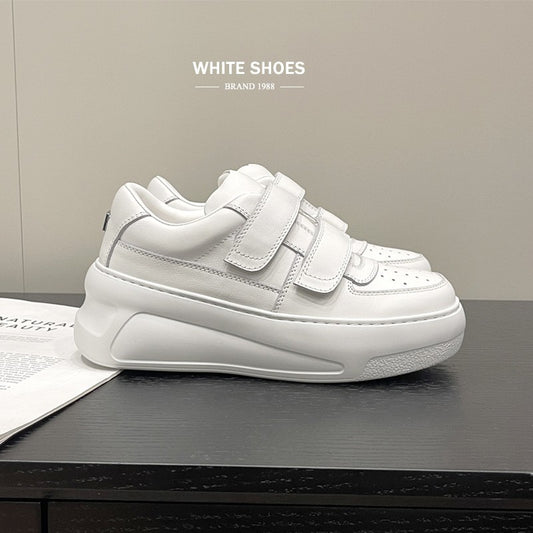 Women's Sandra Ma Velcro White Genuine Platform Height Increasing Cake Loose Women's Casual Shoes