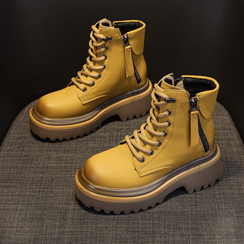 Women's Martin Retro Motorcycle Short Tube Worker British Style Women's Leather Boots