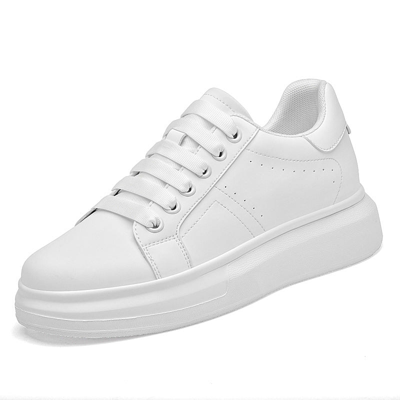 Men's Invisibly Heightened White Couple Platform Plus Casual Shoes