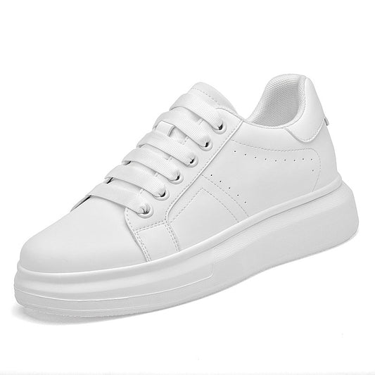 Men's Invisibly Heightened White Couple Platform Plus Casual Shoes
