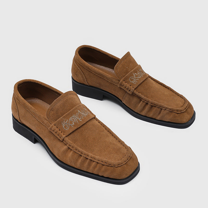 Trendy Spring Slip-on Korean Retro Black Loafers/doug Shoes