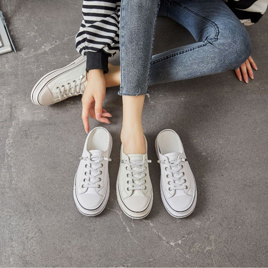 Women's First Layer Cowhide Easy Wear Summer Breathable Skateboard Flat Slippers