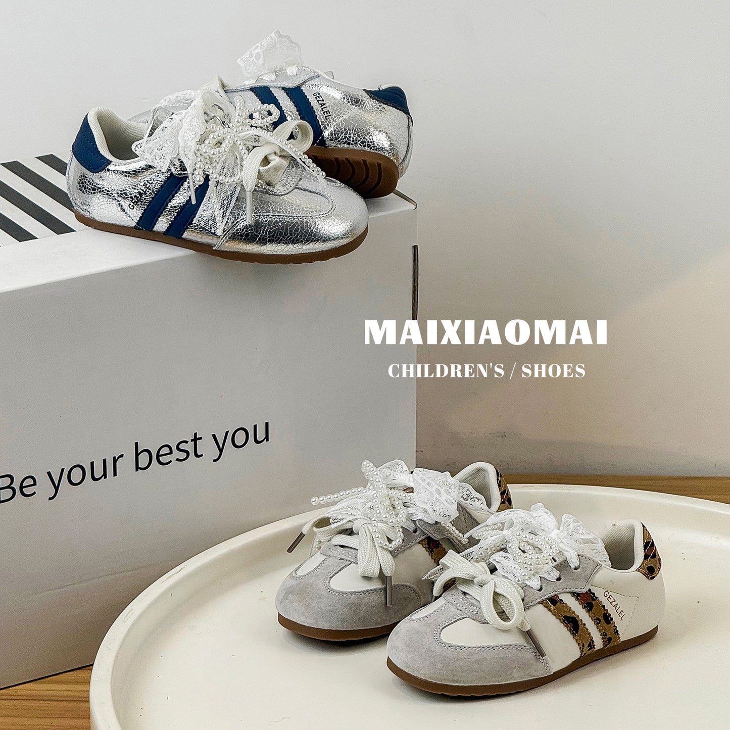 Bow Double Shoelace German Training Lightweight Children's Sports Shoes