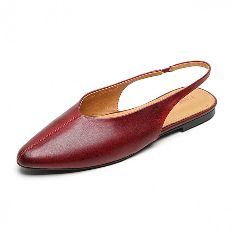 Women's Korean Pointed Toe Closed Beef Tendon Soft Bottom Large Size Sandals