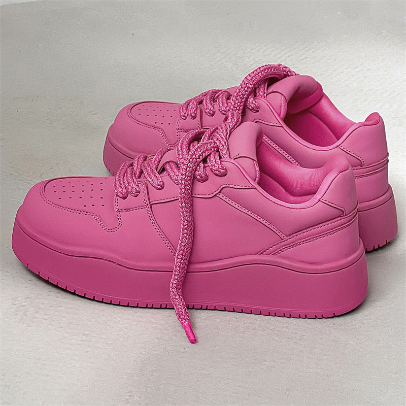 Women's & Men's Brown Thick Sole Fashionable American Niche Design Couple Increased Sneakers