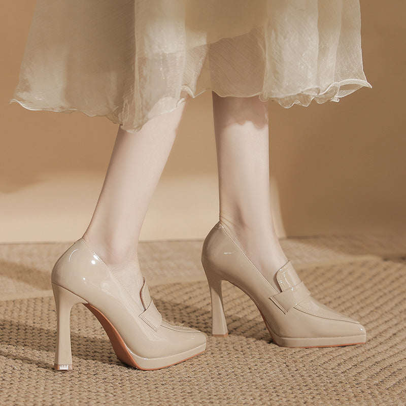Women's Preppy Style Pointed Stiletto High Waterproof Platform Not Heels
