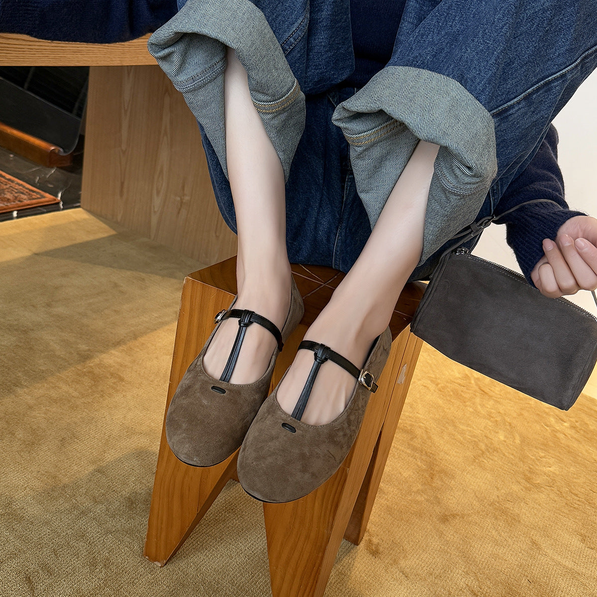 Bottom Buckle Round Head Shallow Mouth Flat Pumps Female Women's Casual Shoes