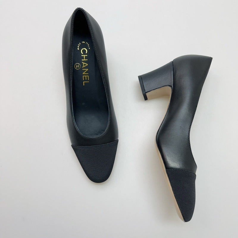 Back Empty Closed Toe Female Square Thick Flat Bottom Heels
