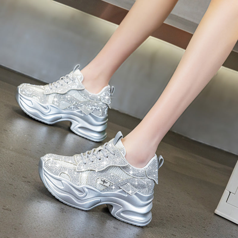 Women's Platform Muffin Height Increasing Insole Dad Mesh Breathable Light Sneakers