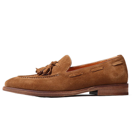 Men's One Pedal British Suede Tassel Cover Foot Lazy Loafers/doug Shoes