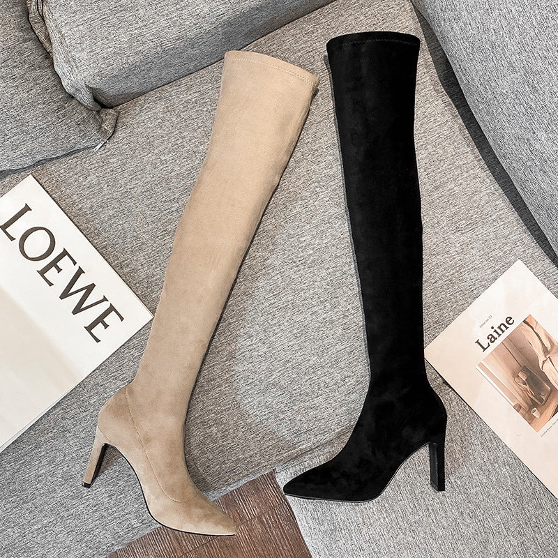 Women's Mid Solid Color Chunky Pointed Skinny Heels