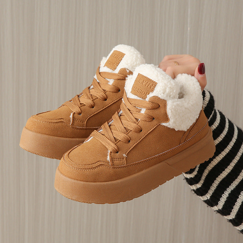 Fleece-lined Female Winter Korean Warm Cotton Casual Shoes