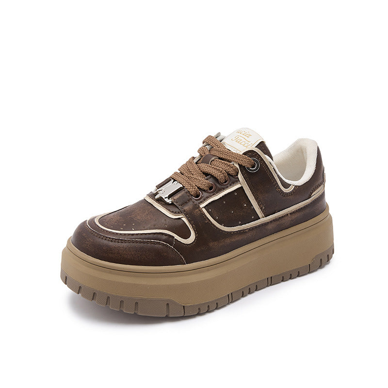 Women's White Thick Sole Increased Soft Breathable Bread Muffin German Training Women's Casual Shoes