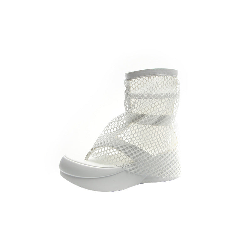 Women's Summer Flip-flops Thin Breathable Mesh Western Style Platform Outer Sandals