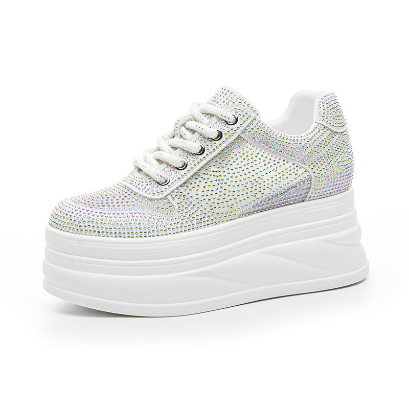 Women's Platform Muffin Height Increasing Insole Rhinestone Women's Casual Shoes