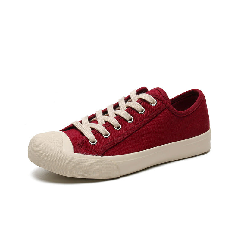 Cream White Retro Distressed Sports For Lovers Canvas Shoes