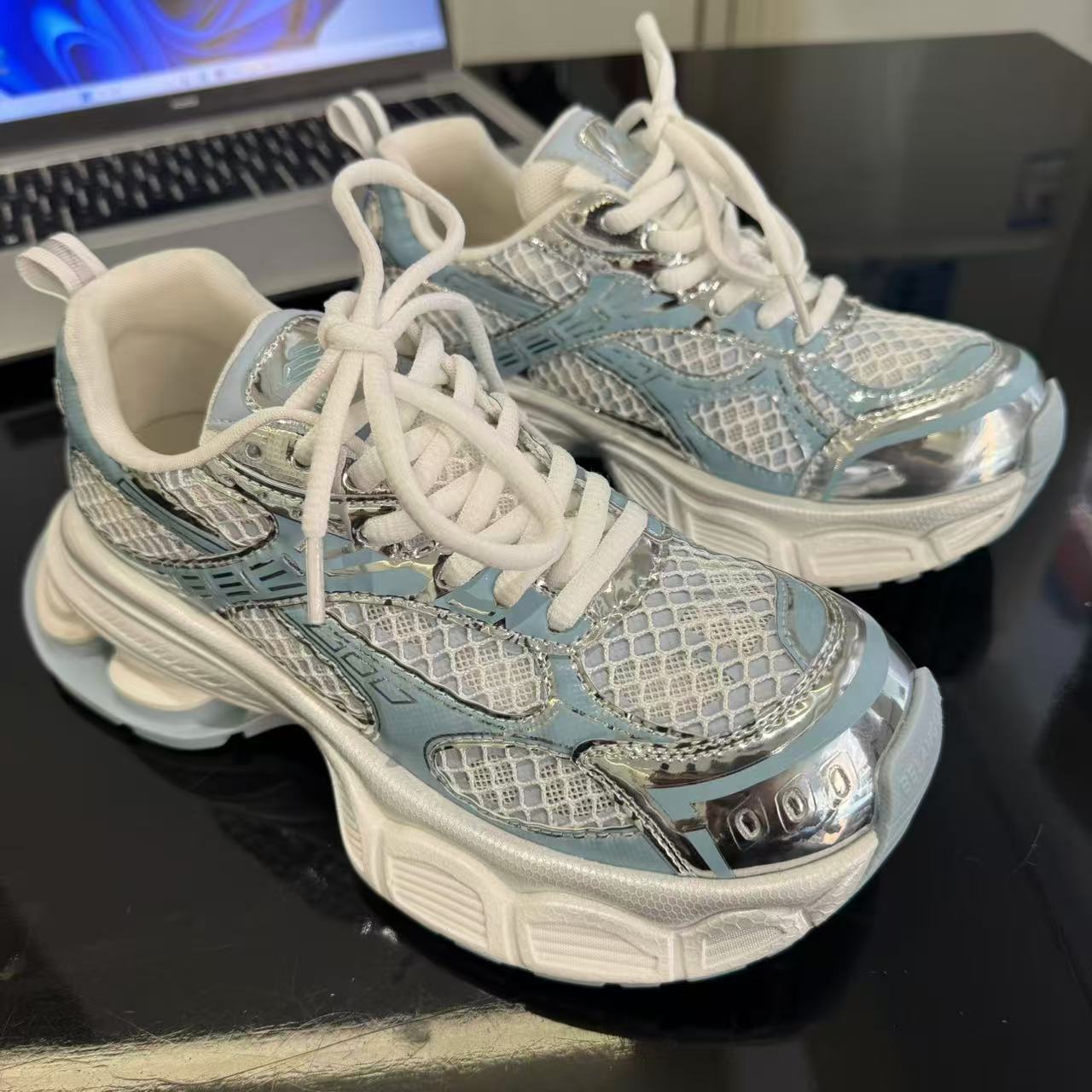 Women's Genuine Thick Bottom Thin Mesh Dad Summer European Version Breathable Women's Sports Shoes