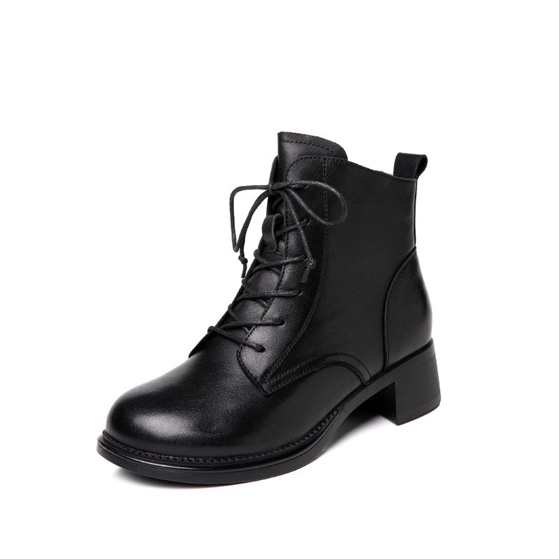 Women's Genuine Cow Soft Bottom Vintage Martin Boots