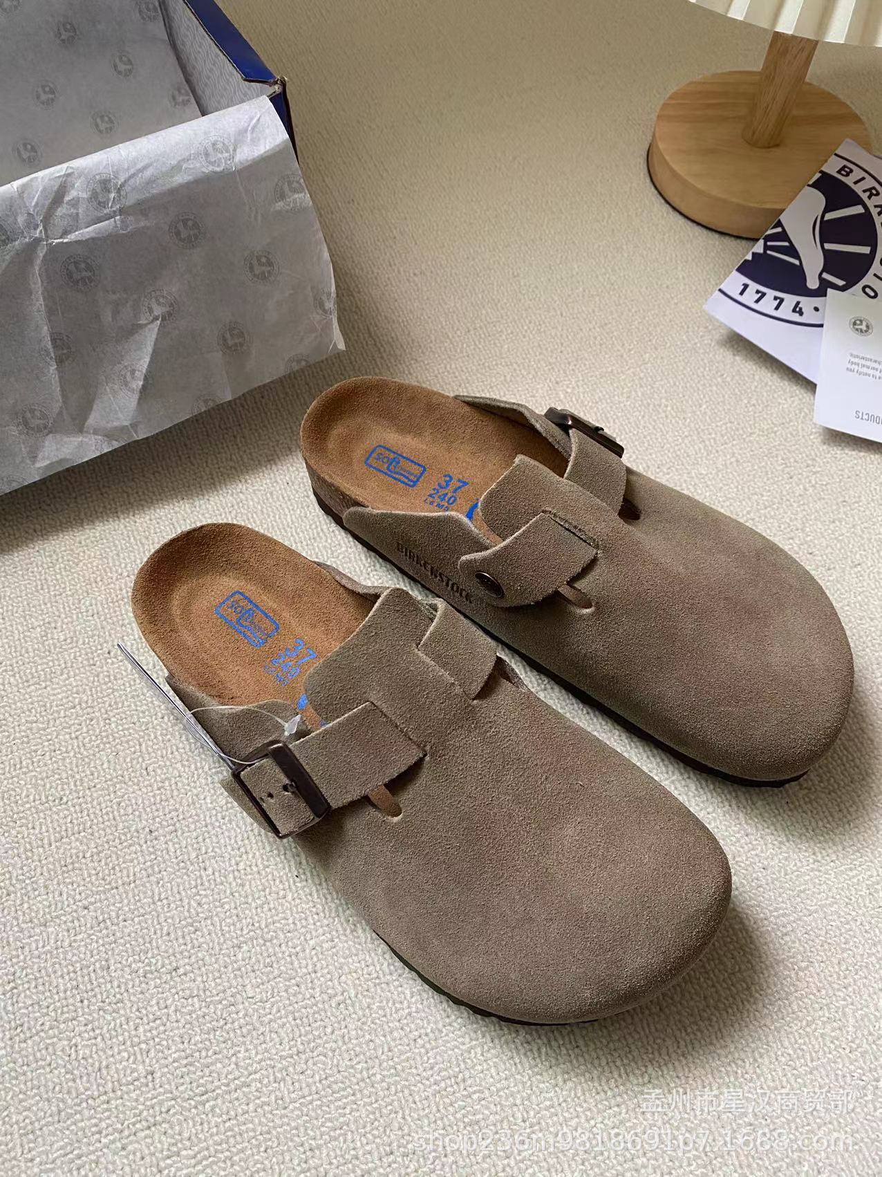 Women's Wear Cowhide Cork Toe Cap Semi Slippers