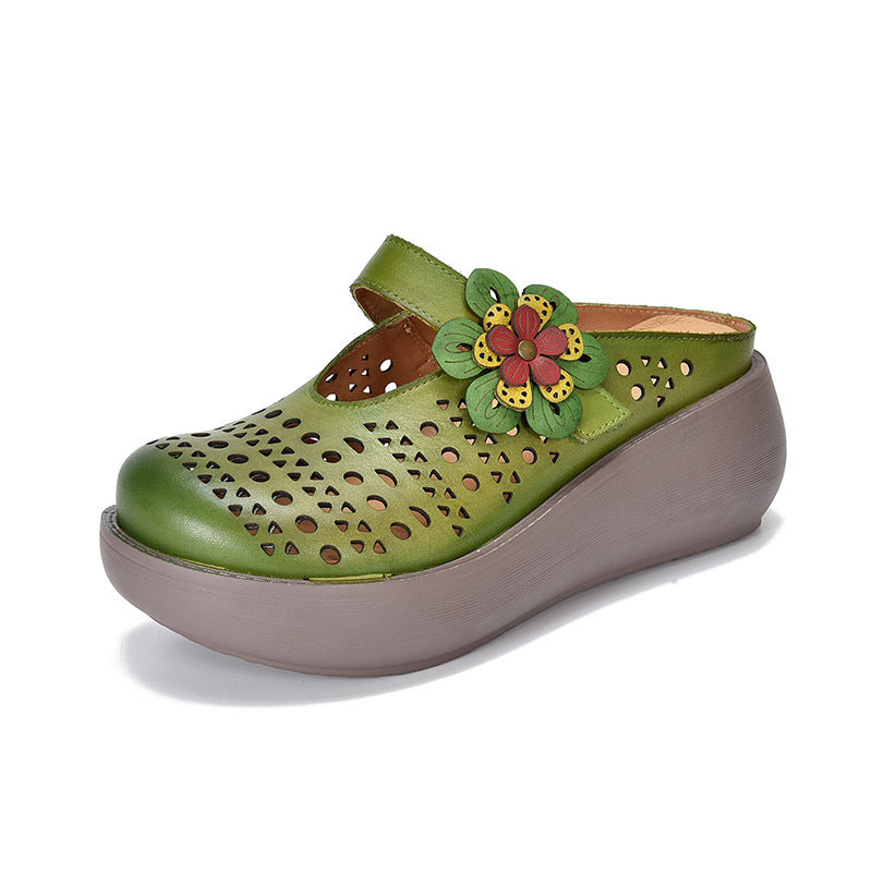 Half Muffin Thick Bottom For Outdoors Ethnic Style Slippers