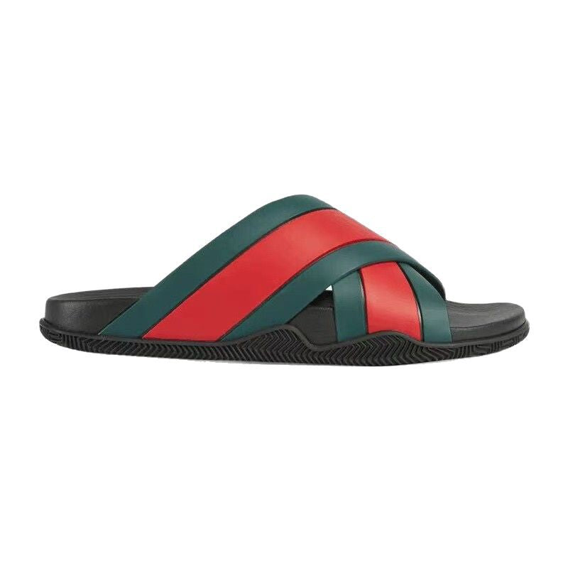 Women's & Men's Cross Strap Letter Beach Candy Color Flat Slippers