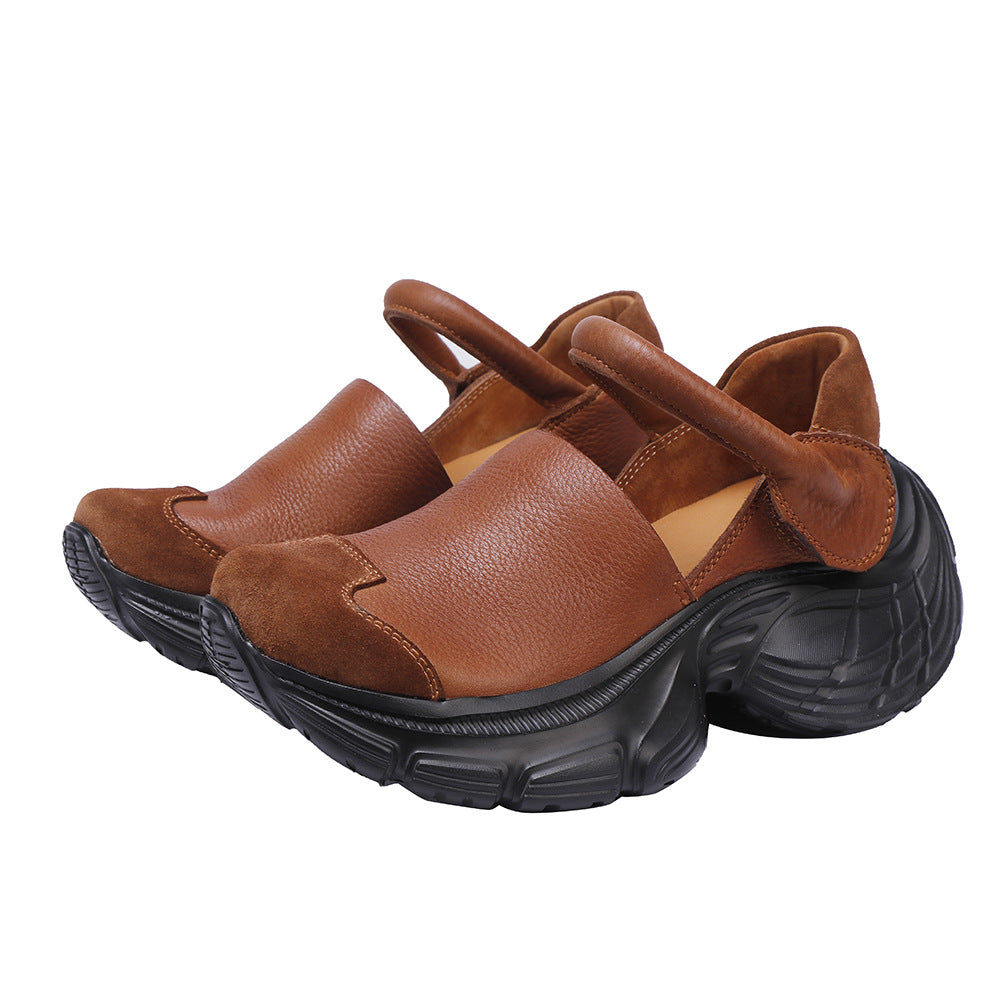 Women's First Layer Cowhide Platform Light Soft Not Tired Feet Dad Women's Casual Shoes