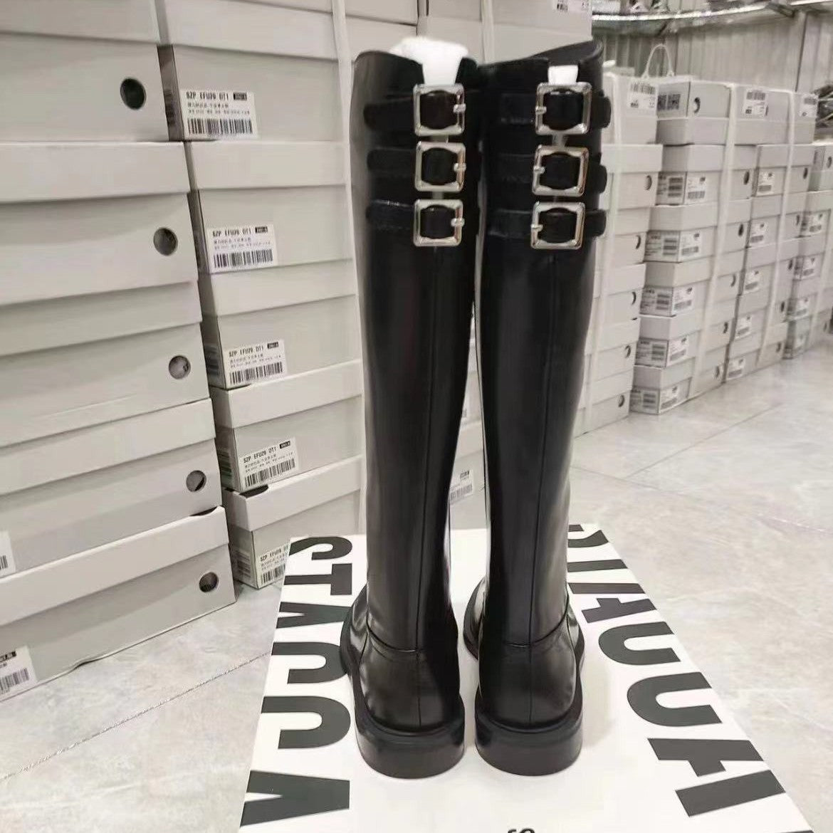 Women's Round Head Chunky High Leg Below The Women's Leather Boots