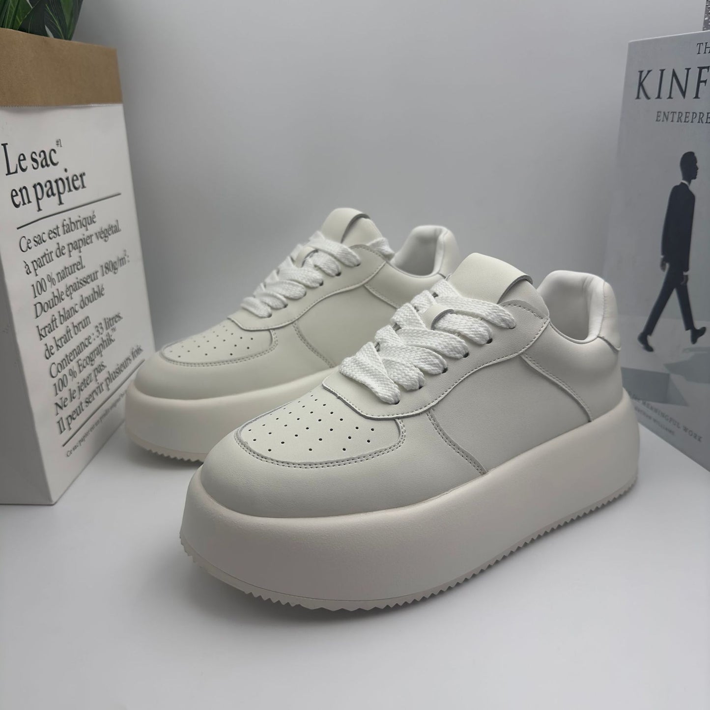 Men's Platform White Height Increasing Sports Korean Style Men's Board Shoes