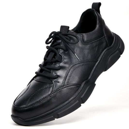 Men's Genuine Breathable Full Grain Cowhide Winter Fleece-lined Leather Shoes