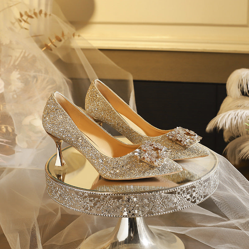Wedding Stiletto Pointed Toe Bridal High Not Heels