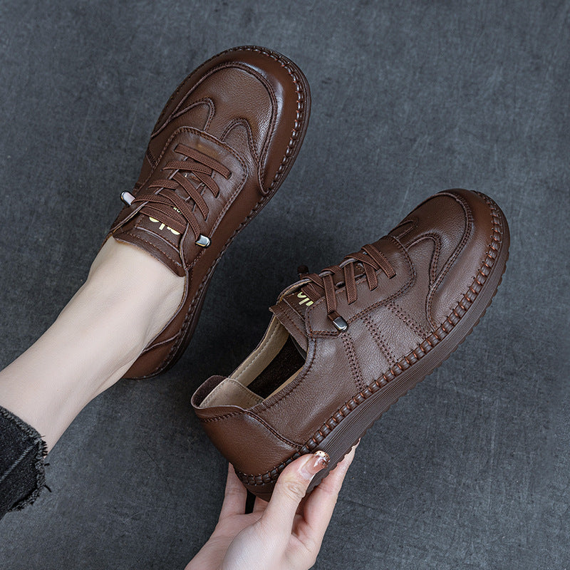 Women's First Layer Cowhide Vintage Handmade Spring Flat Soft Bottom Comfortable Loafers