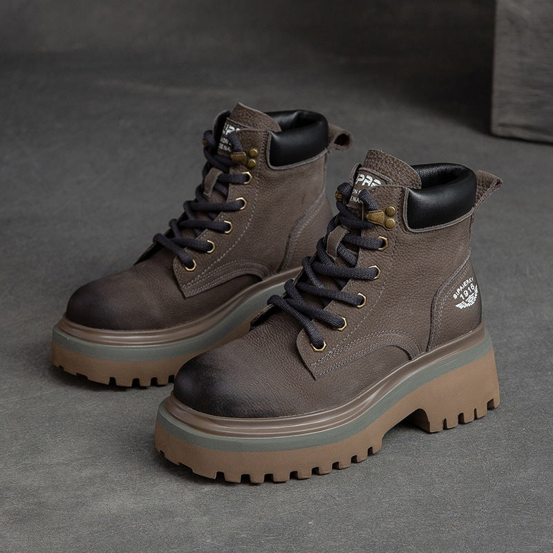 Women's Shu Retro Fashion Polished Platform Martin Boots