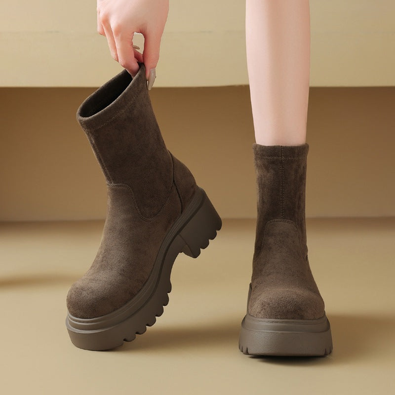 Stretch Winter Veet Thermal Booties High Thin Thick Women's Cotton Shoes
