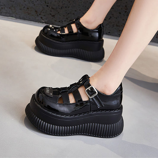 Women's Platform Summer Mary Jane British Pig Leather Shoes