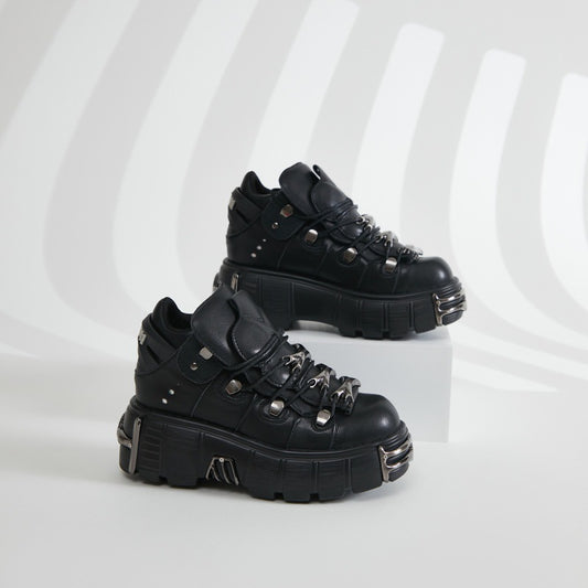 Women's Heavy Metal Platform Punk Dark Motorcycle Casual Shoes