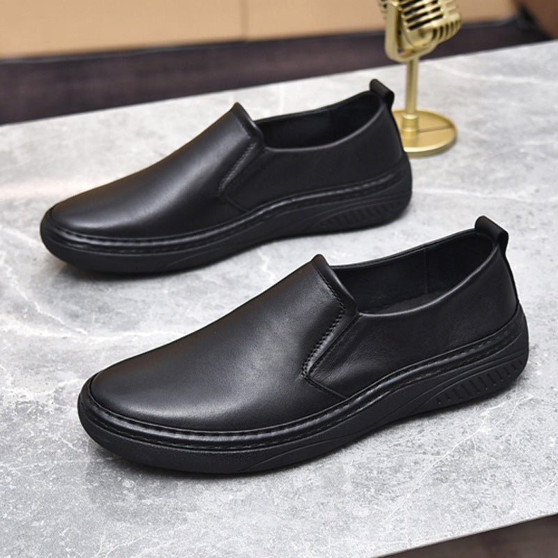Men's Layer Cowhide Comfortable Soft Bottom Pumps Leather Shoes
