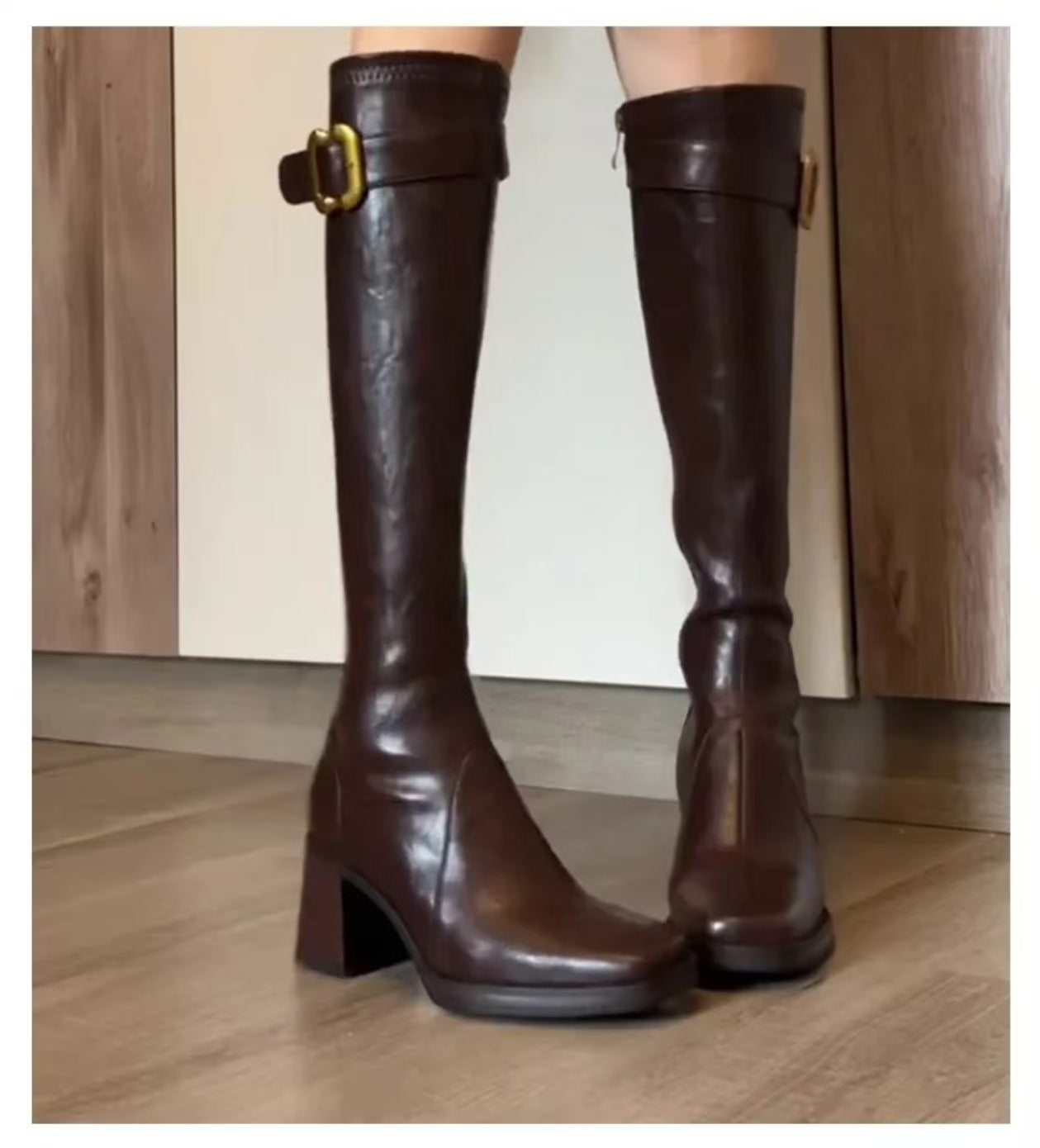 Women's Square Toe Knight High Long Thick Heels