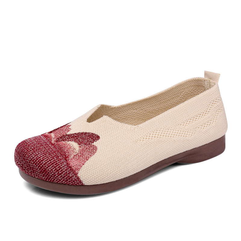 Women's Slip-on Soft Bottom Mom Flat Pumps Casual Shoes